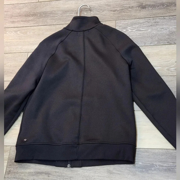 Zella black zip up workout jacket with black stripe on sleeves - Picture 6 of 7